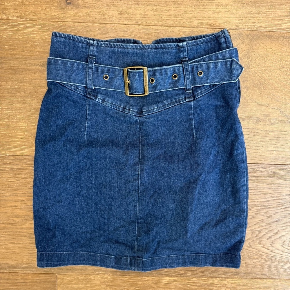 Free People Livin' It Up Denim Boho Festival Mini Skirt in Faded Indigo